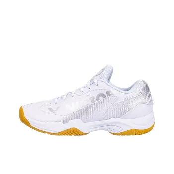 VICTOR Cushioned Slip Resistant Breathable Support Low Top Badminton Shoes Unisex White Silver
