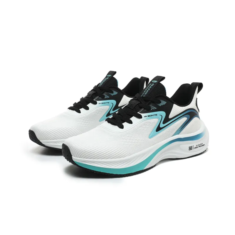 BTE Slip Resistant, Abrasion Resistant, Breathable Low Top Long Distance Running Shoes Unisex White Black-3