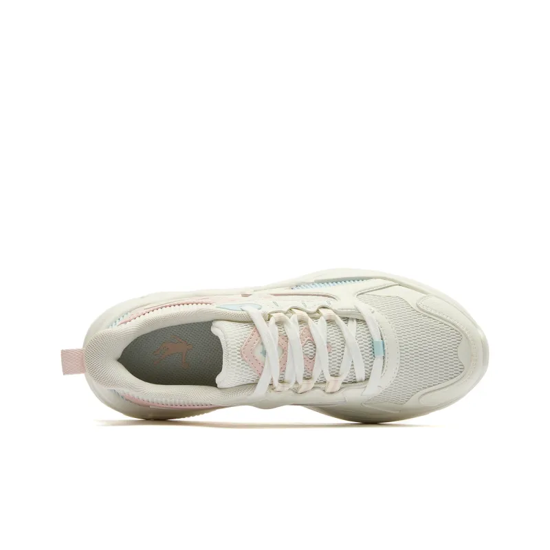 QIAODAN Breathable And Resilient Low Top Running Shoes Women's White Blue Pink-3