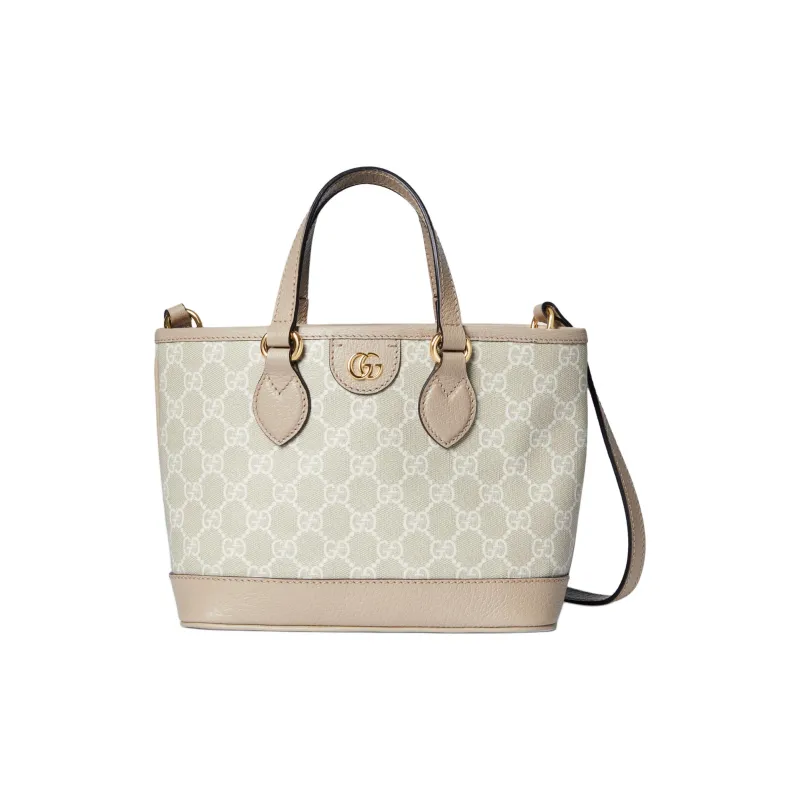 GUCCI Ophidia Canvas With Leather Trim Shoulder Bag, Crossbody Bag, Handbag Mini Women's Beige & White-0
