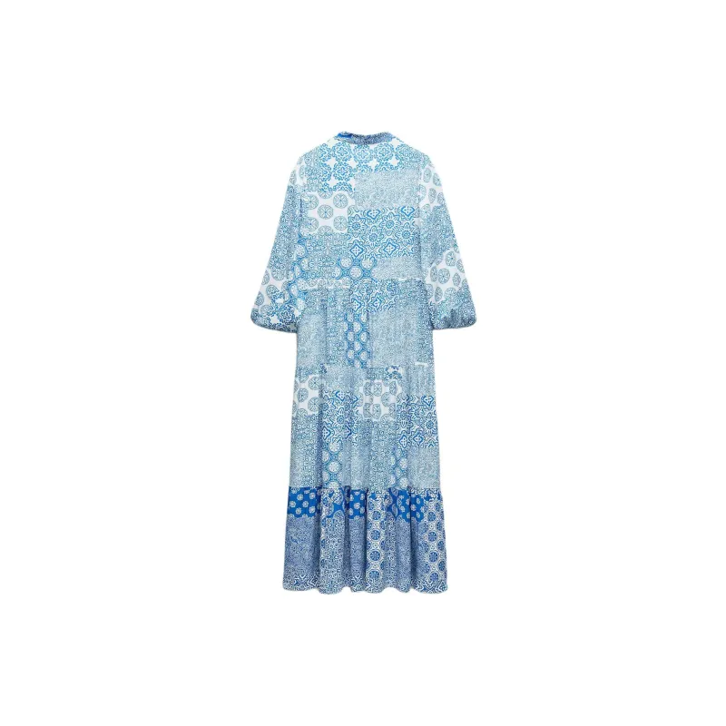 ZARA Long-Sleeved Dresses Women's Nude/Blue-1