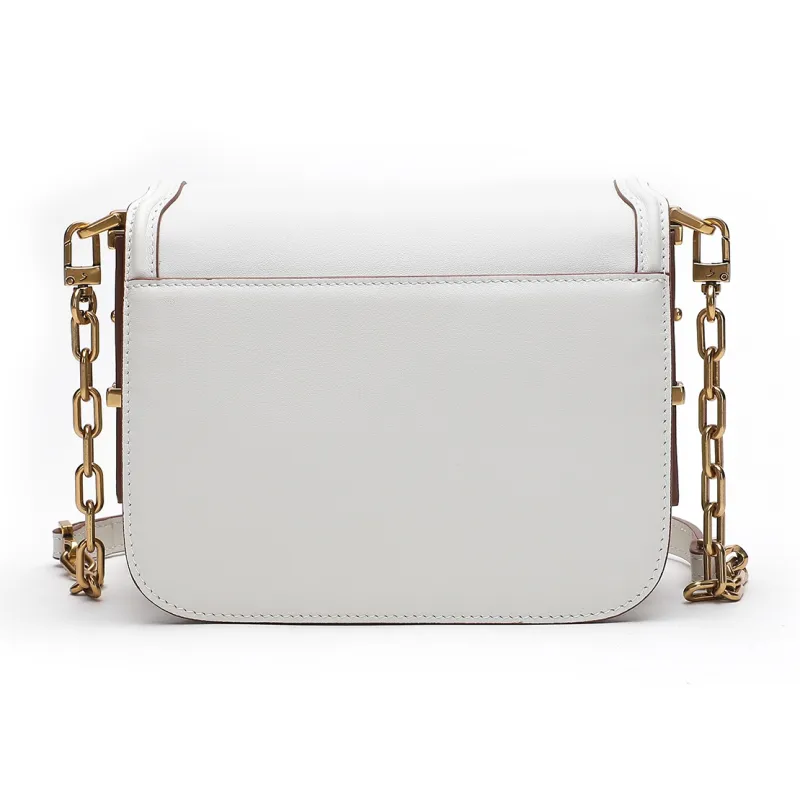 Satchi Cow Leather Shoulder Bag Regular Women's Khaki/Yellow Brown/White-18