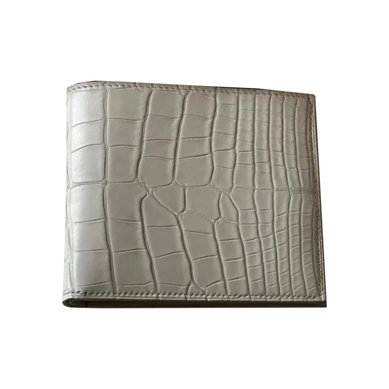 HERMES MC² Euclide Matte Crocodile Leather Wallet Men's 8L Beton Glacier White & Concrete Gray-0