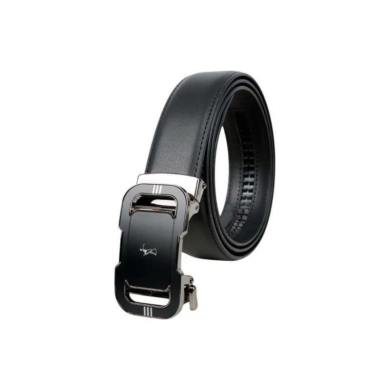 Wit Business Automatic Buckle Leather Belts Men's Black Width 3.5CM-0
