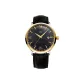 Roman Style Gold Case Black Dial Black Leather Strap