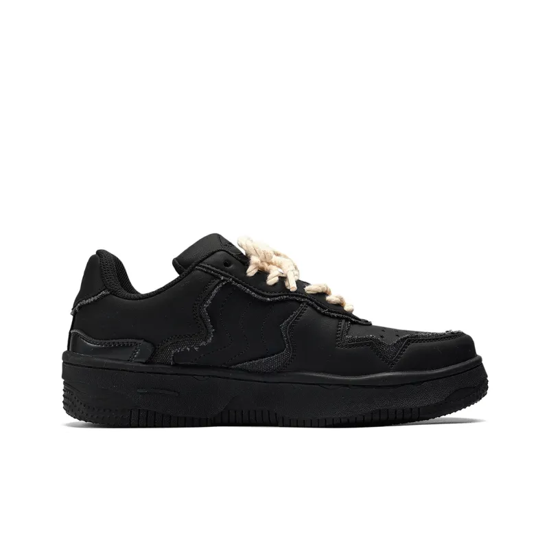Fang Sanhuo Slip Resistant Water Resistant Cushioned Wear Resistant Low Top Skateboard Shoes Unisex Black-1