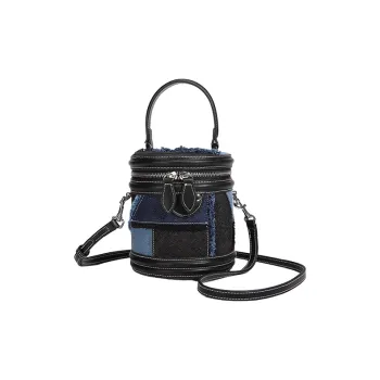 H YXIANG Microfiber Synthetic Leather Shoulder Bags Handbags Regular Women's Blue/Black