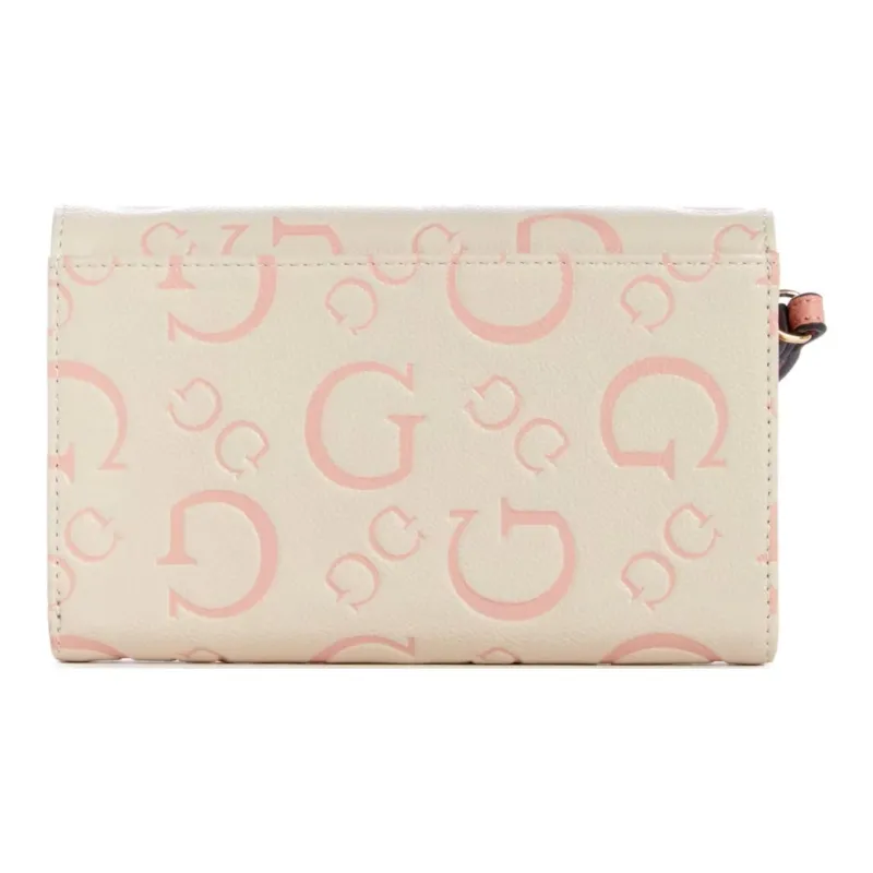 GUESS Faux Leather Cell Phone Pouch Clutch Women's Gray White-1