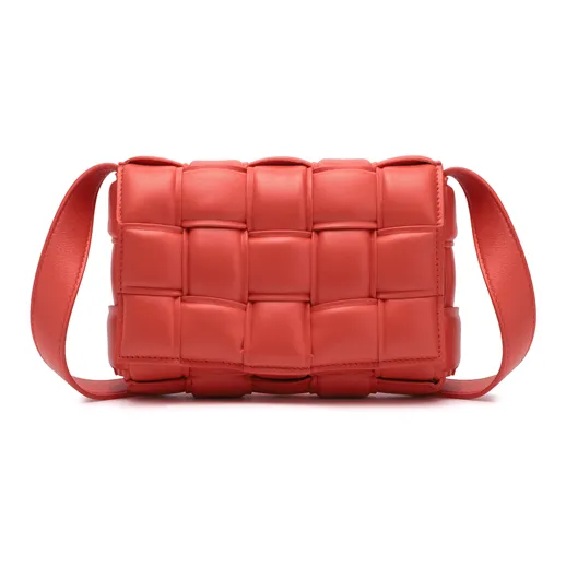 Bottega Veneta Padded Cassette Lambskin Shoulder Bag, Crossbody Bag Trumpets Women's Orange-1