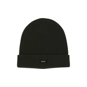 A.P.C Logo Patch Ribbed Beanie