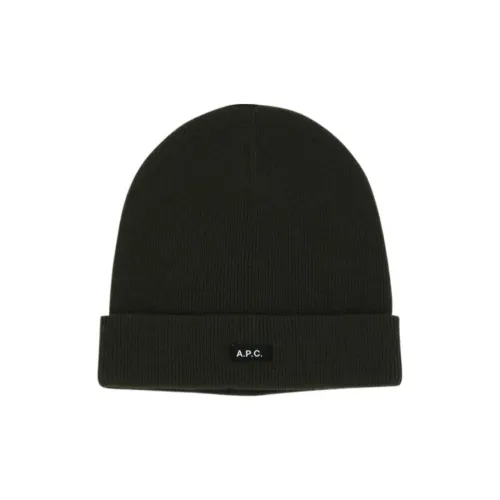 A.P.C Logo Patch Ribbed Beanie