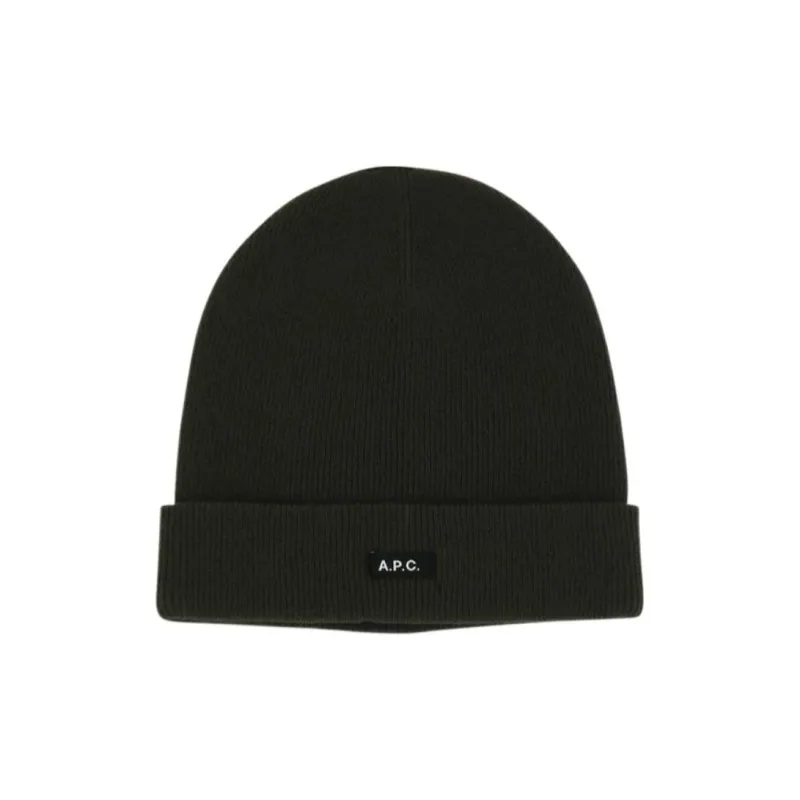 A.P.C Logo Patch Ribbed Beanie-0
