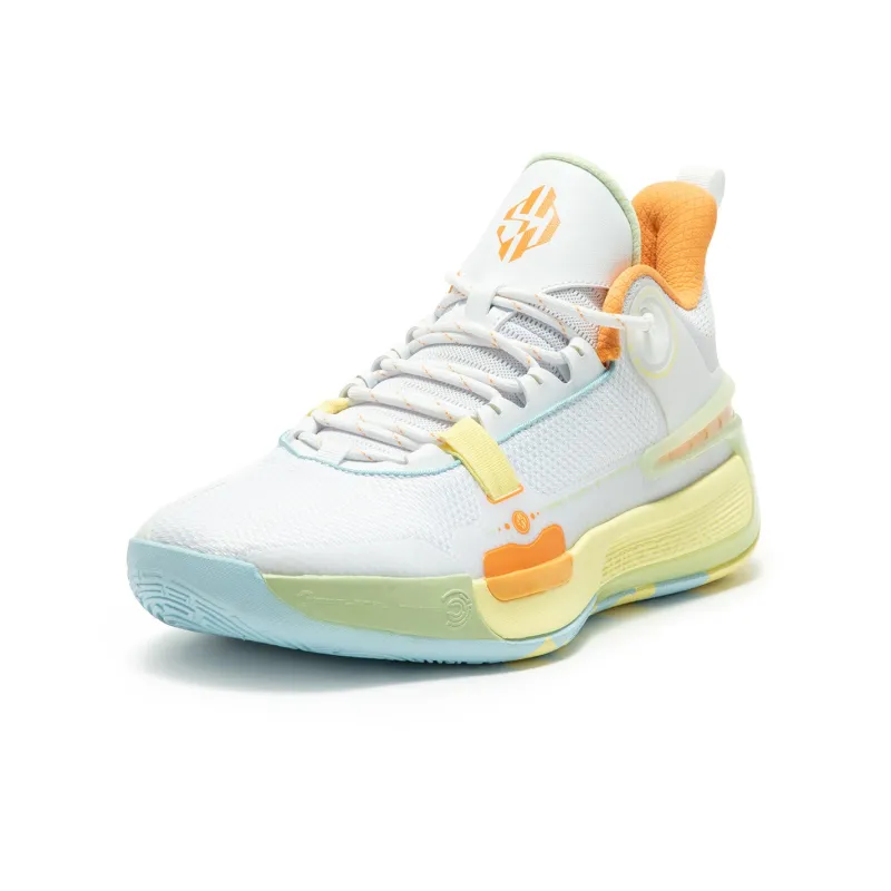 361° Cushioned Slip Resistant Low Top Basketball Shoes Men's White Yellow-2