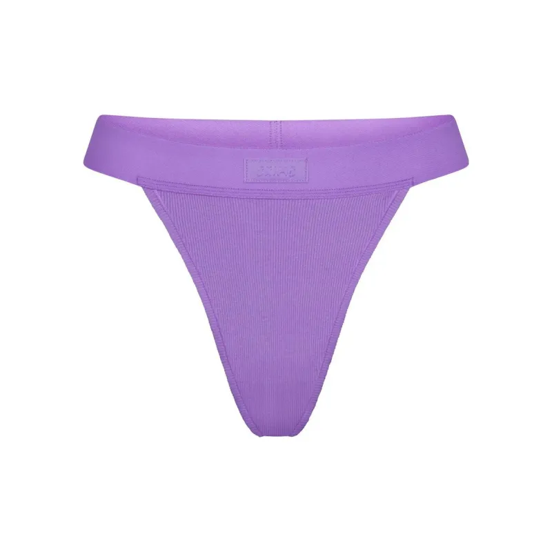 SKIMS COTTON RIB THONG Underpants Women's 1 Pack ULTRA VIOLET/Ultraviolet-0