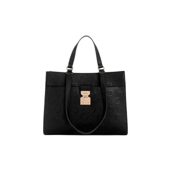 GUESS Faux Leather Tote Bag Shopping Bag Handbag Women's Black