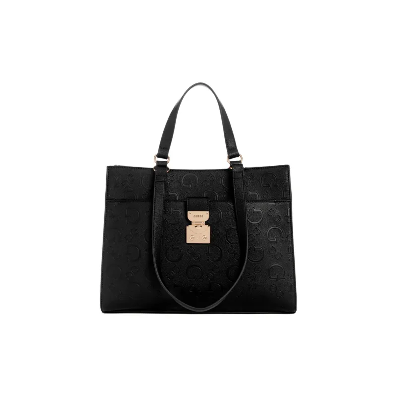 GUESS Faux Leather Tote Bag Shopping Bag Handbag Women's Black-0