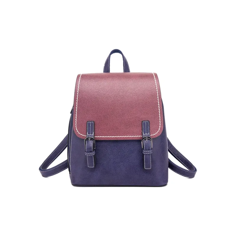 TTaG．baG PU Carry Backpack Women's Caramel/Deep Sea Blue/Black-4