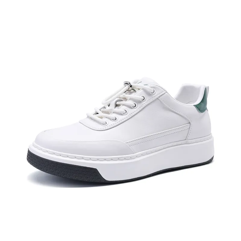 Satchi Cushioning Height Increasing Wear-Resistant Slip-Resistant Low-Top Casual Skateboard Shoes Men's White 4CM-2