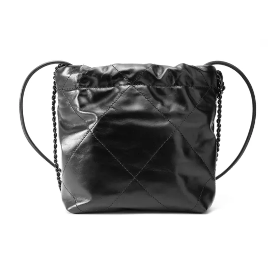 CHANEL 22Bag Shiny Calfskin Bucket Bag, Shoulder Bag, Crossbody Bag Mini Women's Black-4
