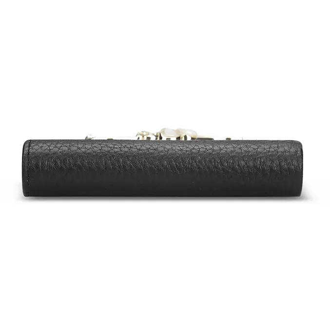 MEXICAN Cow Leather Wallet Trumpets Women's Black/Pink/Ecru-2