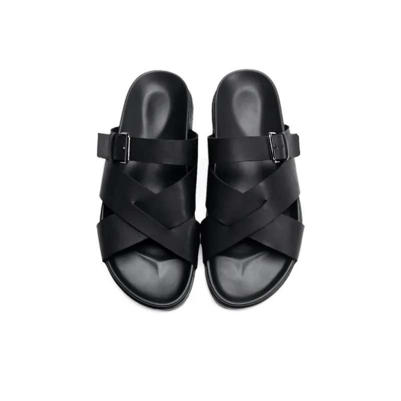 Voguhomme Slip Resistant Men's Slide Slippers Men's Black-2