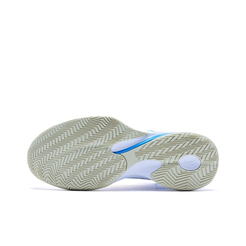 QIAODAN Durable Breathable Mid Top Basketball Shoes Men's White Green-4