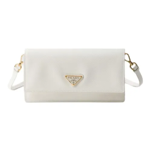 PRADA Leather Shoulder Bag Crossbody Bag Mini Women's White