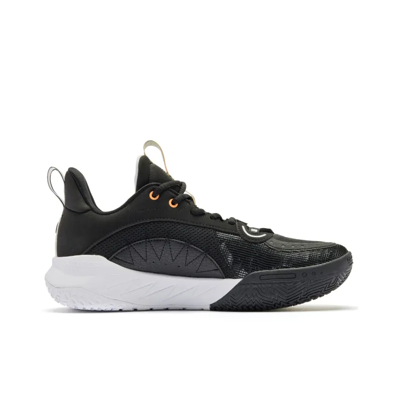 QIAODAN Cushioned Slip Resistant Abrasion Resistant Breathable Low Top Basketball Shoes Men's Black White-1