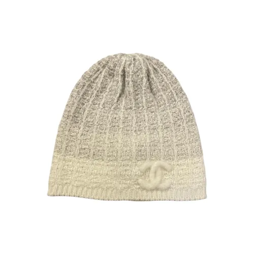 CHANEL Cashmere Silk Beanies Unisex Gray