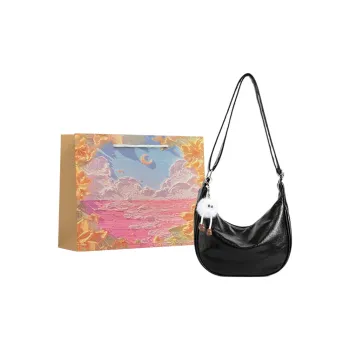 BRINCH PU Shoulder Bag Regular Women's Black/Ecru/Brown