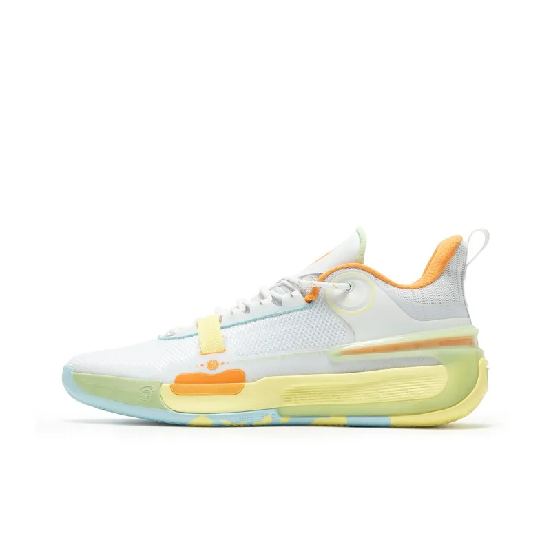 361° Cushioned Slip Resistant Low Top Basketball Shoes Men's White Yellow-0