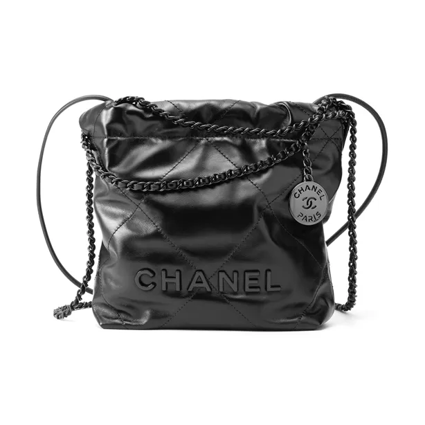 CHANEL 22Bag Shiny Calfskin Bucket Bag, Shoulder Bag, Crossbody Bag Mini Women's Black-1