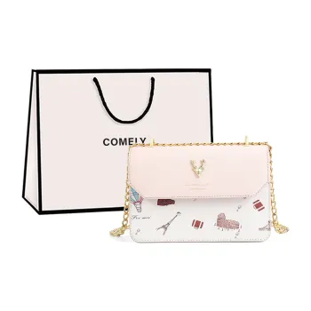 COMELY Cow Leather Patchwork Synthetic Leather Small Square Bag Shoulder Bag Crossbody Bag Regular Women's Pink/Ecru