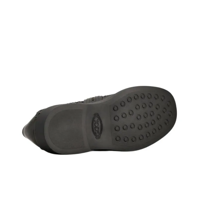 TOD'S Fringe Detailed Round Toe Loafers Women's-4