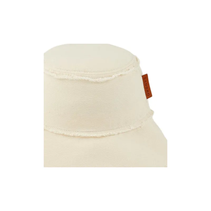 Sandro Cotton Leather Canvas Bucket Hats Men's Beige-1