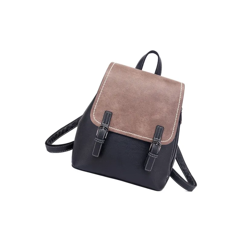 TTaG．baG PU Carry Backpack Women's Caramel/Deep Sea Blue/Black-10