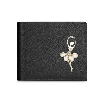 MEXICAN Cow Leather Wallet Small Size Women's Black/Pink/Ecru