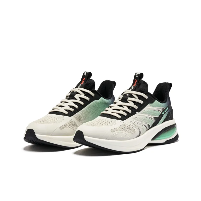 QIAODAN Durable Breathable Low Top Running Shoes Men's Gray Green Black-2