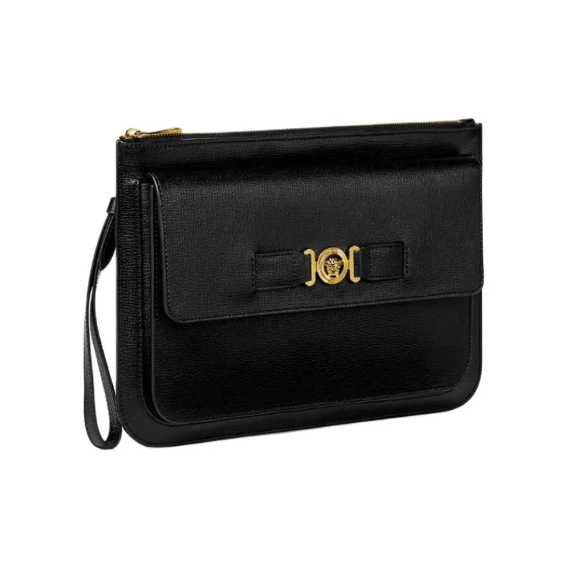 VERSACE MEDUSA BIGGIE Series Goatskin Clutch Men's Black-1