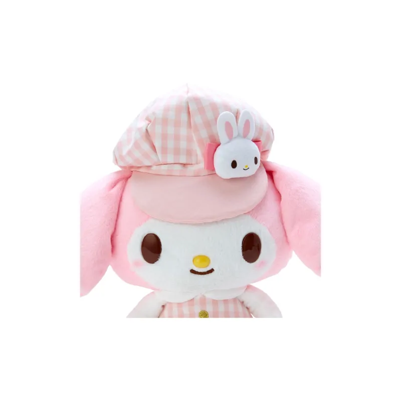 Sanrio My Melody M Size, Multicolor Plaid Newsboy Cap Dolls Plush Doll 31cm High-2