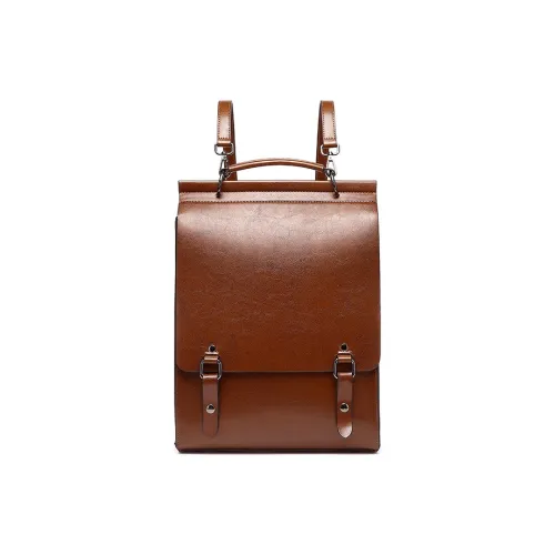 TTaG．baG Waxed Cow Leather Backpack Women's Brown/Black/Coffee