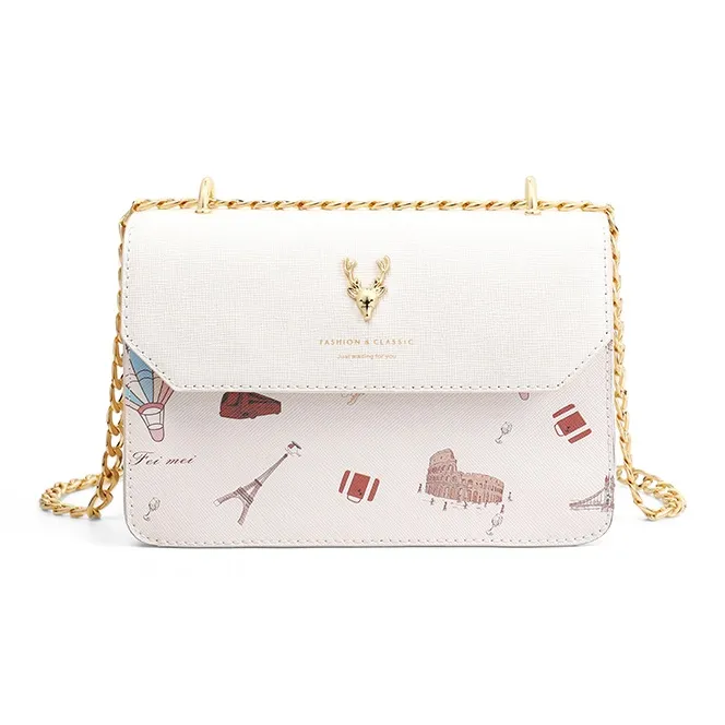 COMELY Cow Leather Patchwork Synthetic Leather Small Square Bag Shoulder Bag Crossbody Bag Regular Women's Pink/Ecru-5