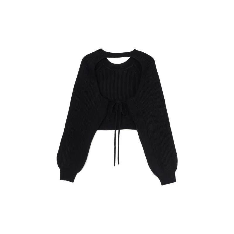 Yohji Yamamoto Backless Crewneck Cropped Jumper-1