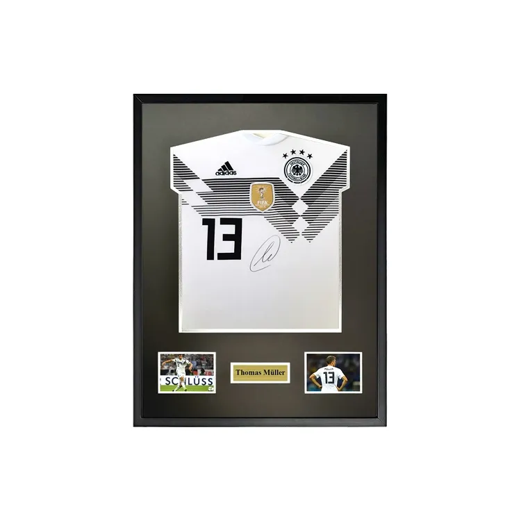 Three For Thomas Müller 2018 World Cup German Team Signed Soccer Apparel Jersey Framed With SA Certificate-0