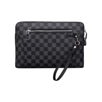DOSRFINI PVC Large Capacity Coded Lock Clutch Men's Black/Brown