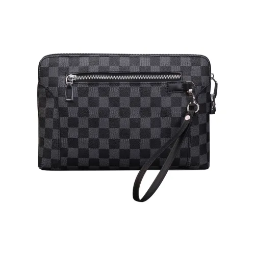 DOSRFINI PVC Large Capacity Coded Lock Clutch Men's Black/Brown