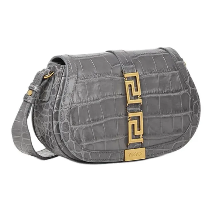 VERSACE Cow Leather Crossbody Bag, Shoulder Bag Women's Gray-1