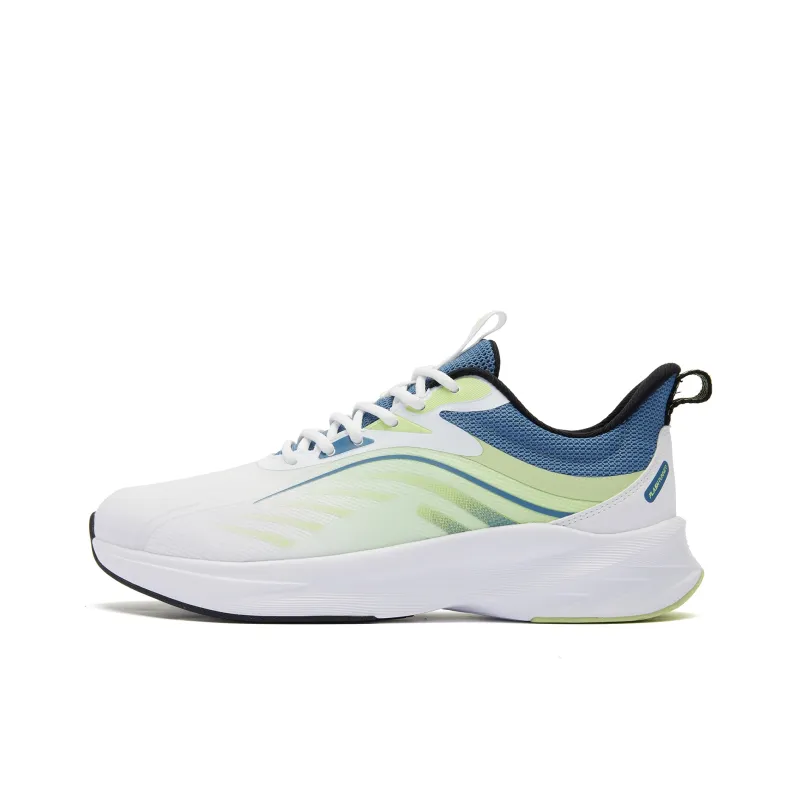 QIAODAN Cushioning Wear Resistant Low Top Running Shoes Men's White Green-0