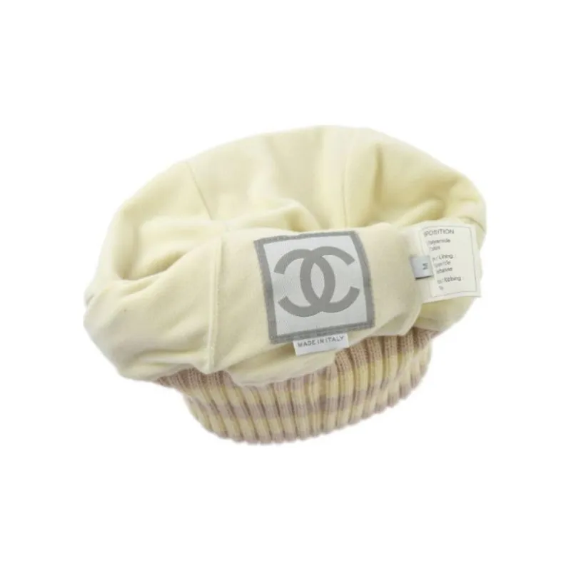 CHANEL 2001 CC-appliqué Ribbed-edge Beanie-2