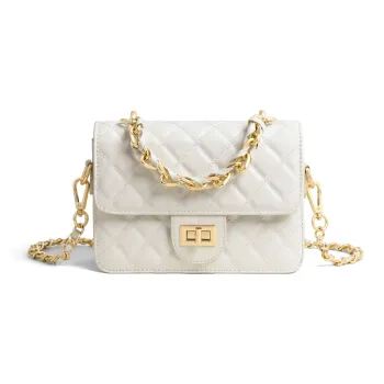 Kevin Cohen Cow Leather Small Square Bag, Handbag, Crossbody Bag Regular Women's White/Black